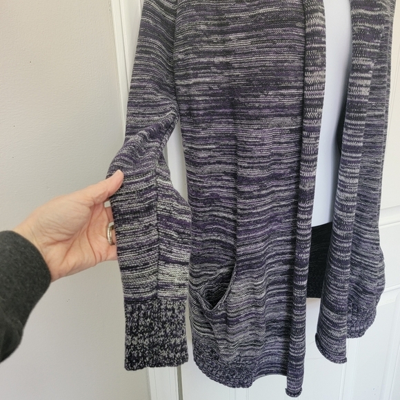 Wilfred Aritzia Flaubert Open  Cardigan Silk Casmere Blend Purple Black Marl S - Picture 5 of 11